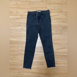 Madewell Gold Embroidered Black Skinny Jeans